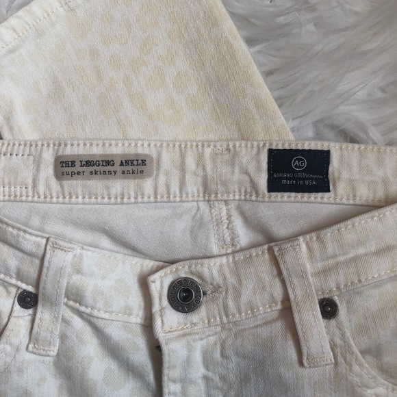 { AG Jeans } White & Cream Leopard Print Skinny - Picture 3 of 6